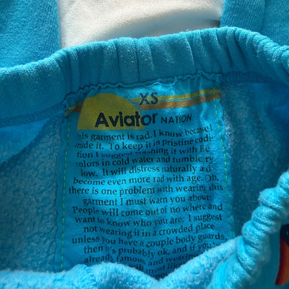 Aviator nation blue set neon blue sweatshirt zip up and sweatpants - Picture 9 of 13